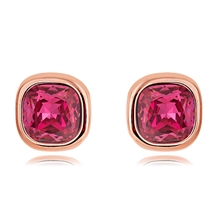 Show details for Unique Artificial Crystal Pink Stud Earrings