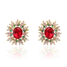 Show details for Beautiful Cubic Zirconia Red Stud Earrings