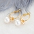 Picture of Good Quality Artificial Pearl Rose Gold Plated Small Hoop Earrings
