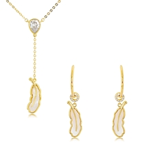 Show details for Delicate Copper or Brass Necklace and Earring Set with Worldwide Shipping