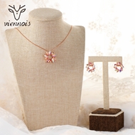 Picture of New Season Colorful Rose Gold Plated Necklace and Earring Set with SGS/ISO Certification