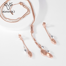 Show details for Featured Rose Gold Plated Zinc Alloy Necklace and Earring Set at Factory Price