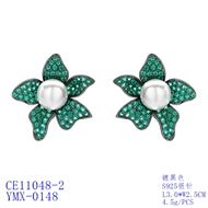 Picture of Inexpensive Gunmetal Plated Green Stud Earrings from Reliable Manufacturer