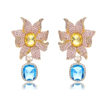 Show details for Hypoallergenic Gold Plated Cubic Zirconia Dangle Earrings with Easy Return