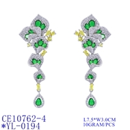 Picture of Unique Cubic Zirconia Green Dangle Earrings