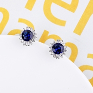 Picture of Attractive Blue Platinum Plated Stud Earrings For Your Occasions