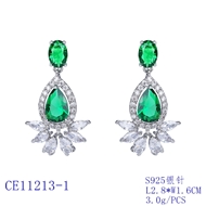 Picture of Fashion Cubic Zirconia Platinum Plated Dangle Earrings