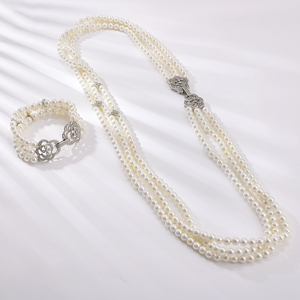 Picture of Big Artificial Pearl 2 Piece Jewelry Set with Beautiful Craftmanship