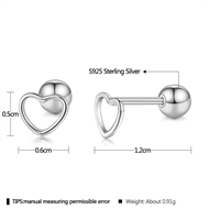 Picture of 925 Sterling Silver Love & Heart Stud Earrings at Great Low Price