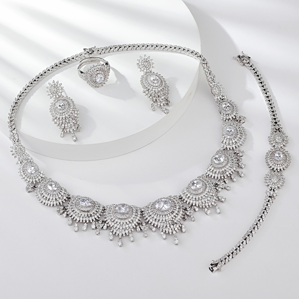 Picture of Most Popular Cubic Zirconia White 4 Piece Jewelry Set