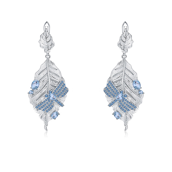 Picture of Italian craftsmanship design gentle and simple temperament style 925 silver topaz personalized earrings