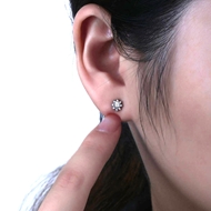 Picture of Small White Stud Earrings at Factory Price