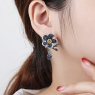 Picture of Unique Cubic Zirconia Flowers & Plants Dangle Earrings