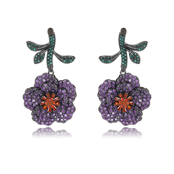 Picture of Bulk Flowers & Plants Purple Dangle Earrings with Speedy Delivery