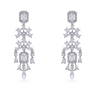Picture of Stylish Big Platinum Plated Dangle Earrings