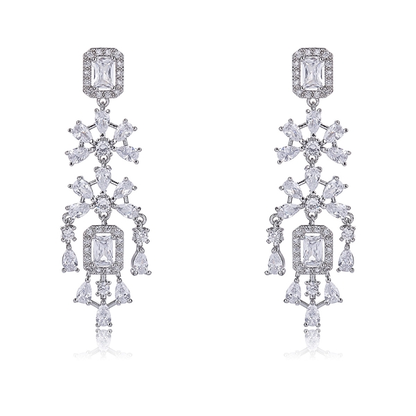 Picture of Stylish Big Platinum Plated Dangle Earrings