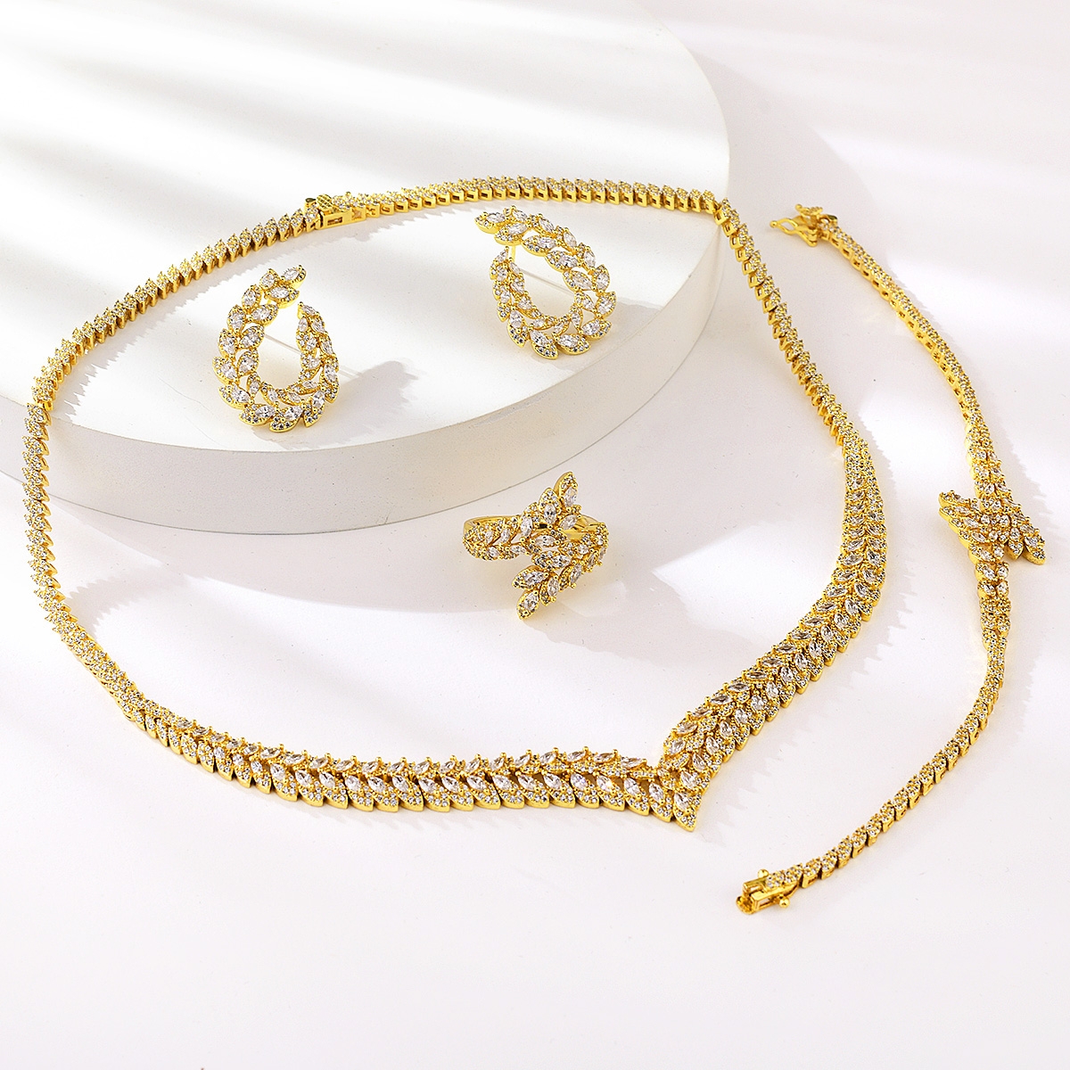 Brand New White Copper or Brass 4 Piece Jewelry Set