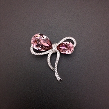 Show details for Eye-Catching Pink Swarovski Element Brooche From Reliable Factory
