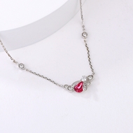 Show details for 925 Sterling Silver Pink Short Chain Necklace with 3~7 Day Delivery