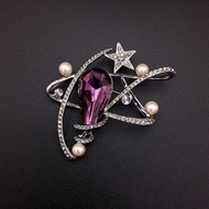 Show details for Shop Platinum Plated Purple Brooche in Flattering Style
