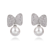 Picture of Nickel Free Platinum Plated Cubic Zirconia Dangle Earrings with Easy Return