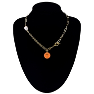 Picture of Featured Orange Copper or Brass Short Chain Necklace
