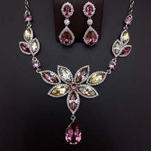 Show details for Inexpensive Platinum Plated Pink 2 Piece Jewelry Set from Reliable Manufacturer