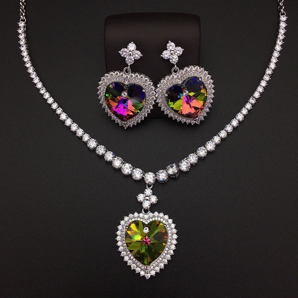 Picture of Sparkly Big Colorful 2 Piece Jewelry Set