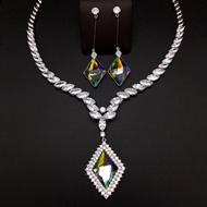 Show details for Reasonably Priced Platinum Plated Colorful 2 Piece Jewelry Set in Flattering Style