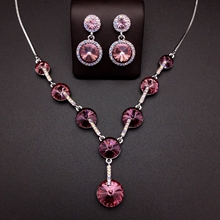 Show details for Popular Swarovski Element Purple 2 Piece Jewelry Set for Ladies