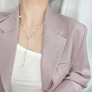 Picture of Delicate White Y Necklace with No-Risk Refund