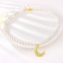 Show details for Sparkling Big Artificial Pearl Short Chain Necklace