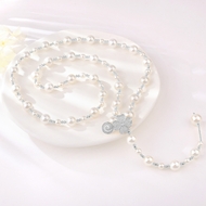 Show details for Copper or Brass Artificial Pearl Y Necklace in Exclusive Design