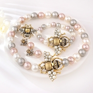 Show details for Delicate Artificial Pearl Pink 4 Piece Jewelry Set