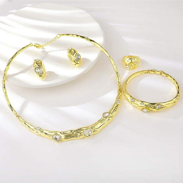 Picture of Zinc Alloy Artificial Crystal 4 Piece Jewelry Set in Flattering Style
