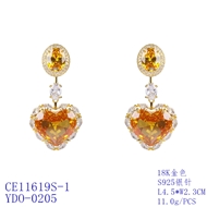 Picture of Fancy Big Yellow Dangle Earrings