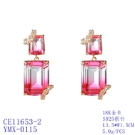 Picture of Bulk Gold Plated Pink Dangle Earrings Exclusive Online