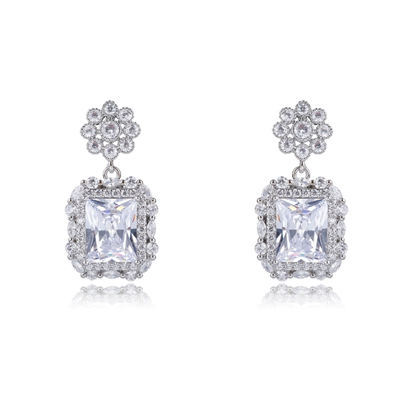 Picture of Great Value White Platinum Plated Dangle Earrings at Factory Price