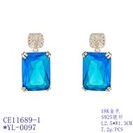 Picture of Distinctive Blue Gold Plated Dangle Earrings with Low MOQ