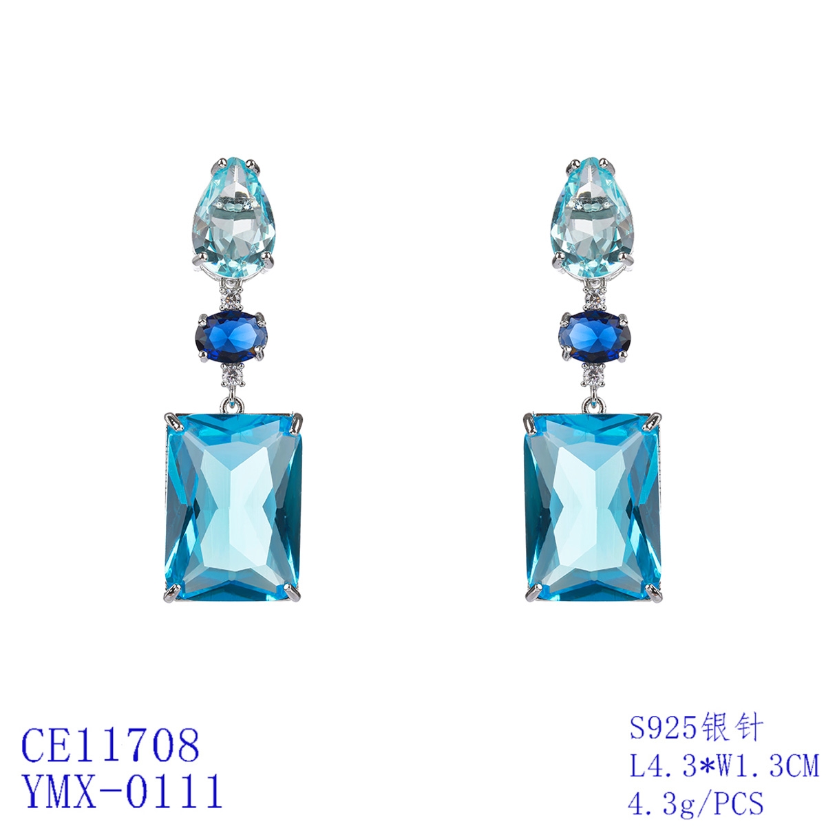 Luxury Platinum Plated Dangle Earrings of Original Design