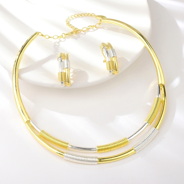 Picture of Hypoallergenic Gold Plated Zinc Alloy Necklace and Earring Set with Easy Return
