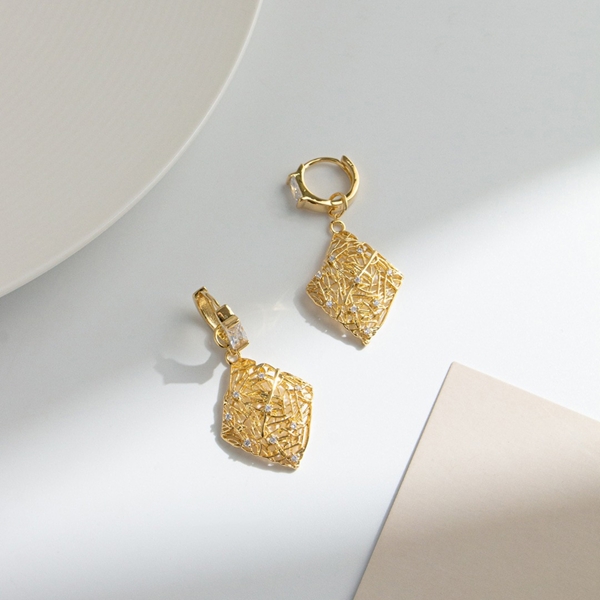 Picture of Sparkling Small Gold Plated Dangle Earrings