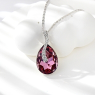 Show details for Impressive Purple Platinum Plated Pendant Necklace with Low MOQ