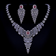 Show details for Low Cost Platinum Plated Cubic Zirconia 2 Piece Jewelry Set with Low Cost