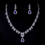 Show details for Inexpensive Platinum Plated Blue 2 Piece Jewelry Set from Reliable Manufacturer