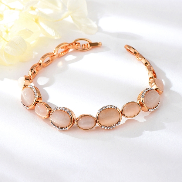 Picture of Rose Gold Plated Opal Fashion Bracelet with Wow Elements