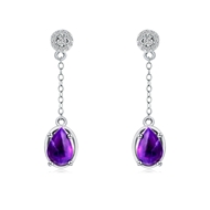 Picture of Small Platinum Plated Dangle Earrings with Beautiful Craftmanship