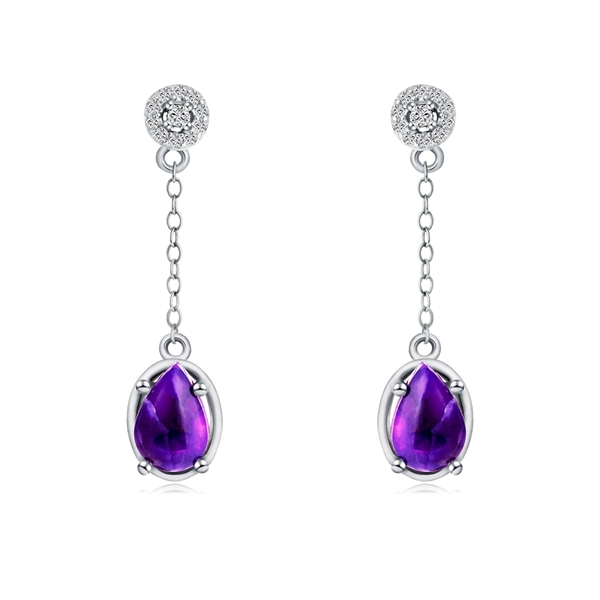 Picture of Small Platinum Plated Dangle Earrings with Beautiful Craftmanship