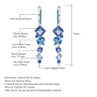 Picture of Platinum Plated Blue Dangle Earrings at Great Low Price