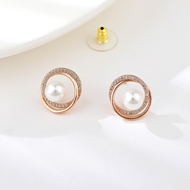 Show details for Copper or Brass Rose Gold Plated Stud Earrings from Certified Factory